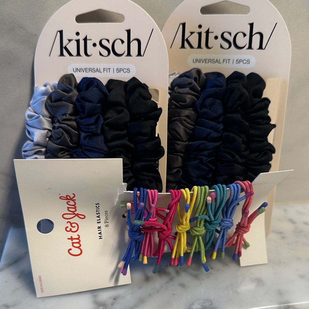 Colorful Hair Elastics and Kitsch Scrunchies Set